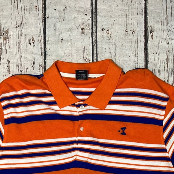 Starbury Steve & Barry's Mens Orange Polo Preppy Basketball Striped Golf Tennis - Picture 6 of 6